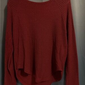 Forever 21 Red Waffle Knit Crew Neck Sweater